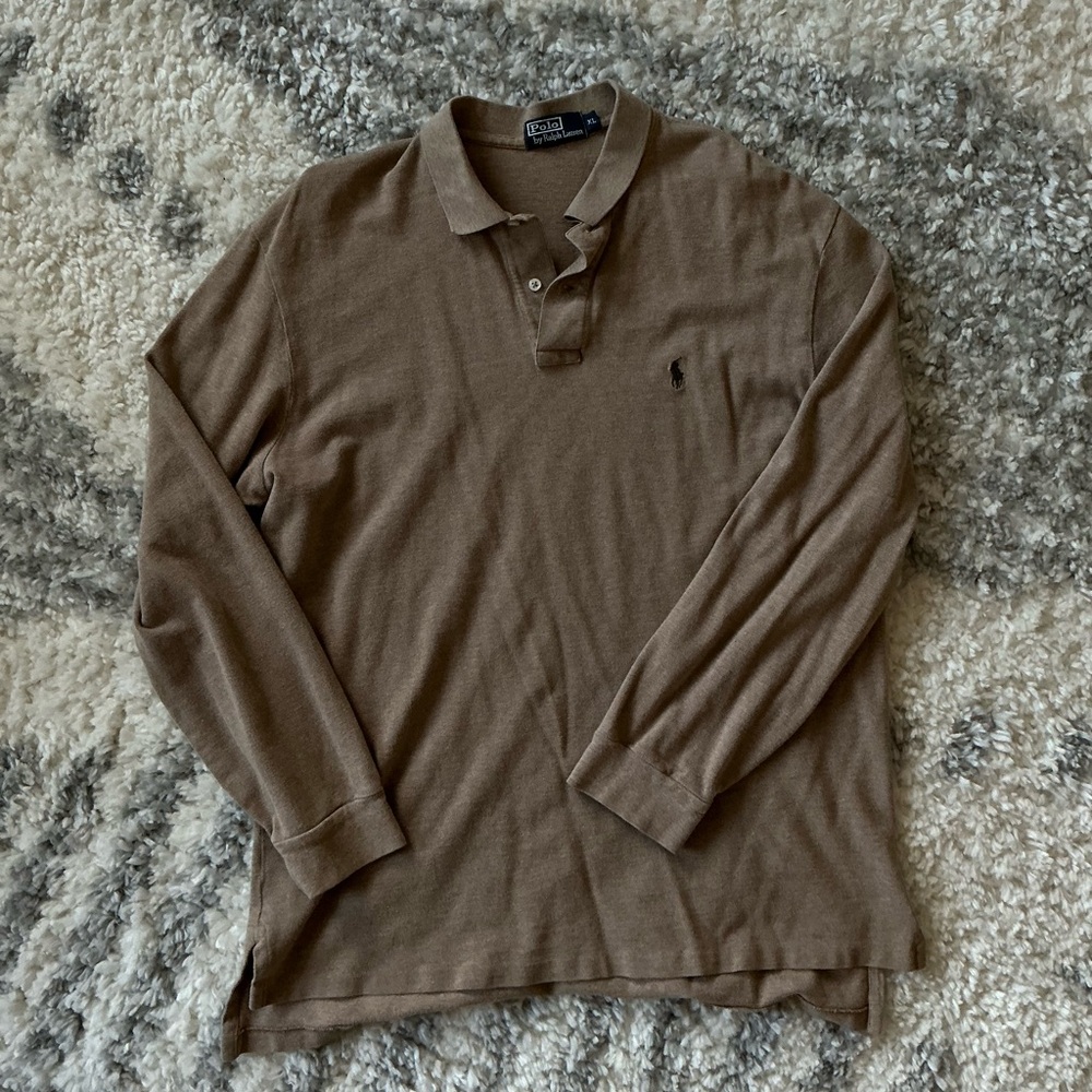 Polo by Ralph Lauren Men's Tan Long Sleeve Polo Shirt